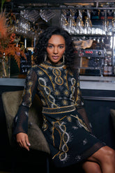 Susanna Black Embellished Mini Dress